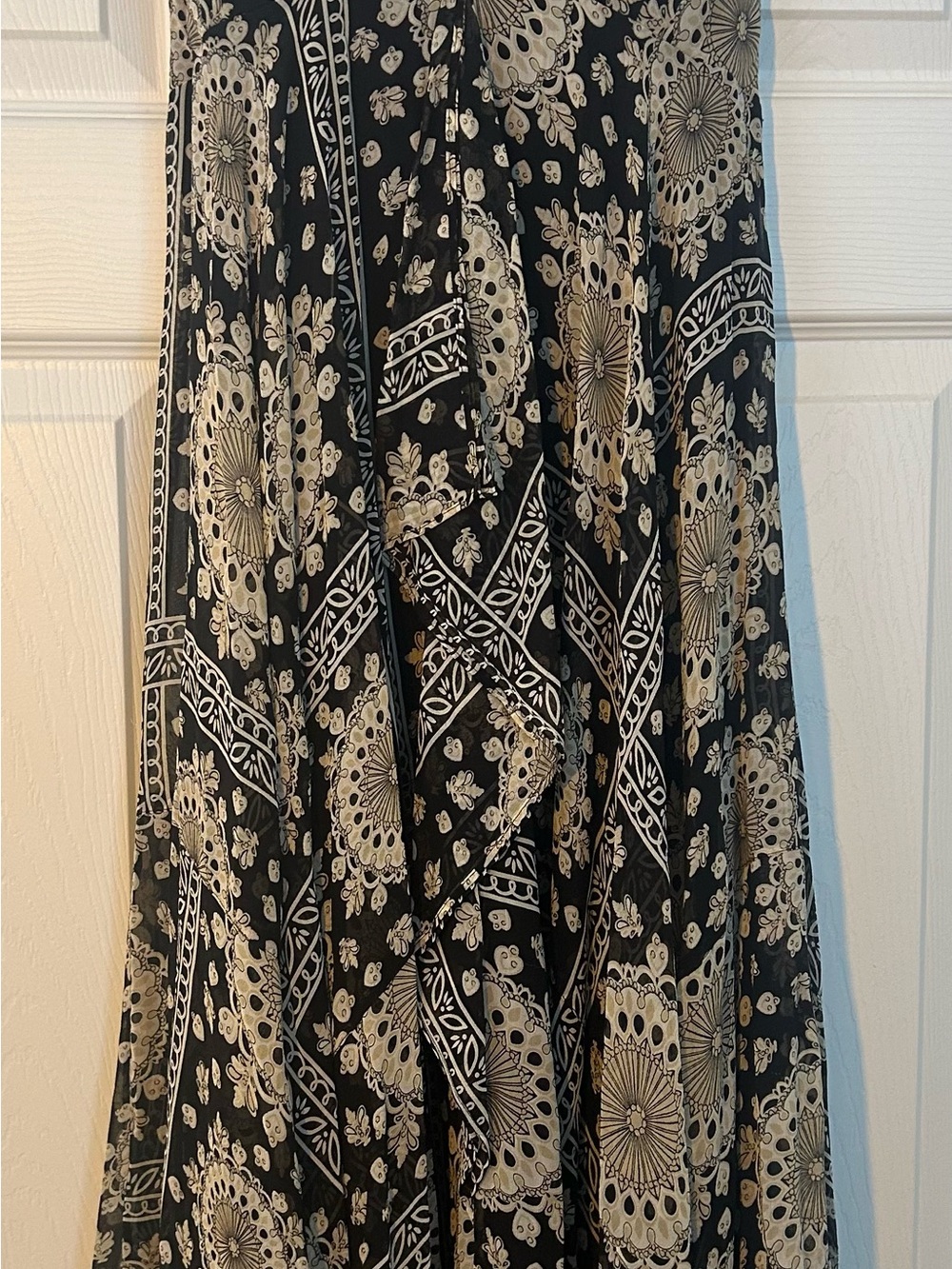 INC International Concepts Black and Cream Midi Medallion Print Dress